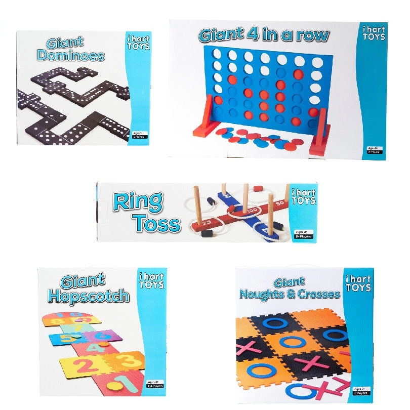 Giant 4 in a Row, Dominoes, Ring Toss, Noughts & Crosses and Hopscotch Bundle Pack