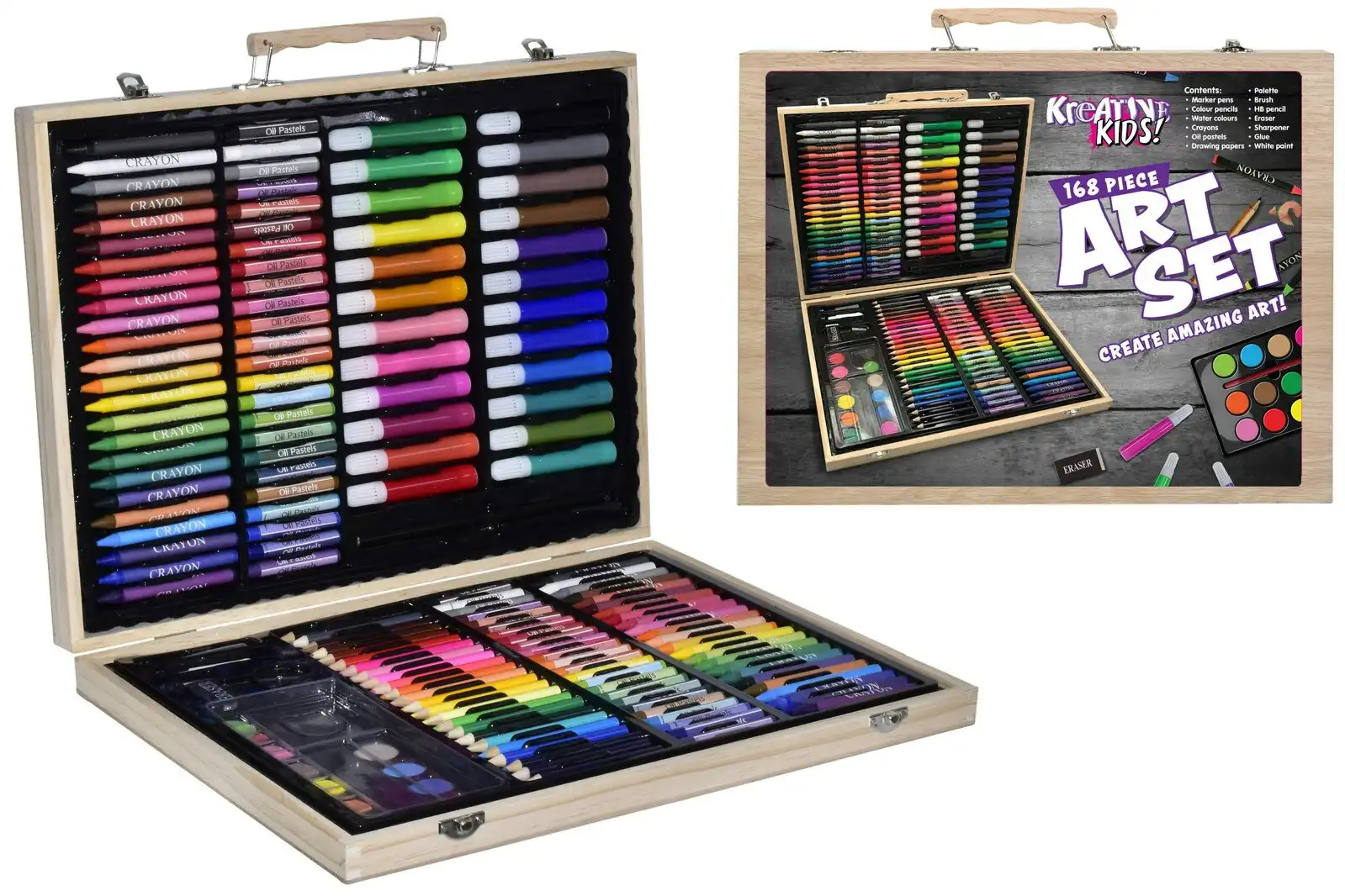 Art Set In Wooden Carry Case (168pcs)