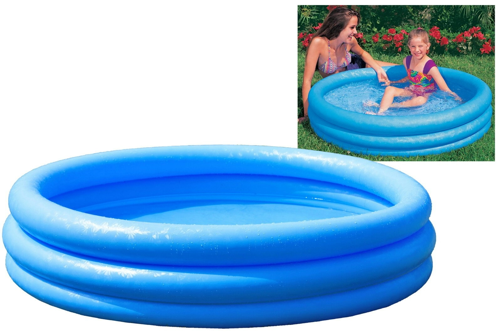 Intex 3 Ring Inflatable Pool Crystal Blue (1.14m x 25cm)