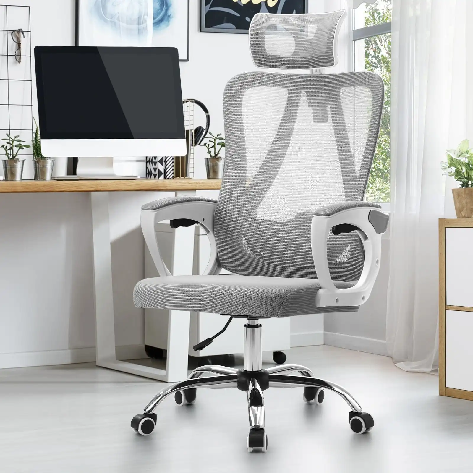 Oikiture Mesh Office Chair Adjustable Lumbar Support Reclining Computer  White-Premium Edition, Kamprads Oikos 1943