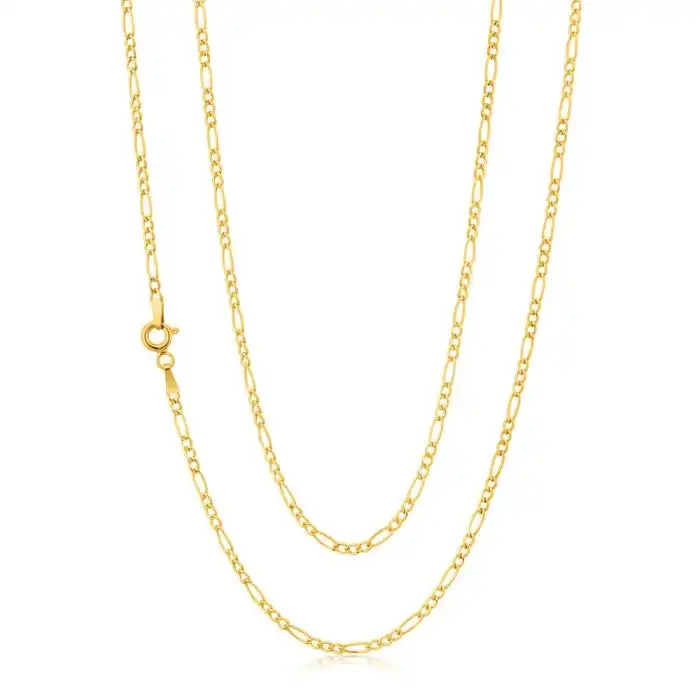 9ct Yellow Gold 3:1 Figaro 50cm Chain 50Gauge 9Y