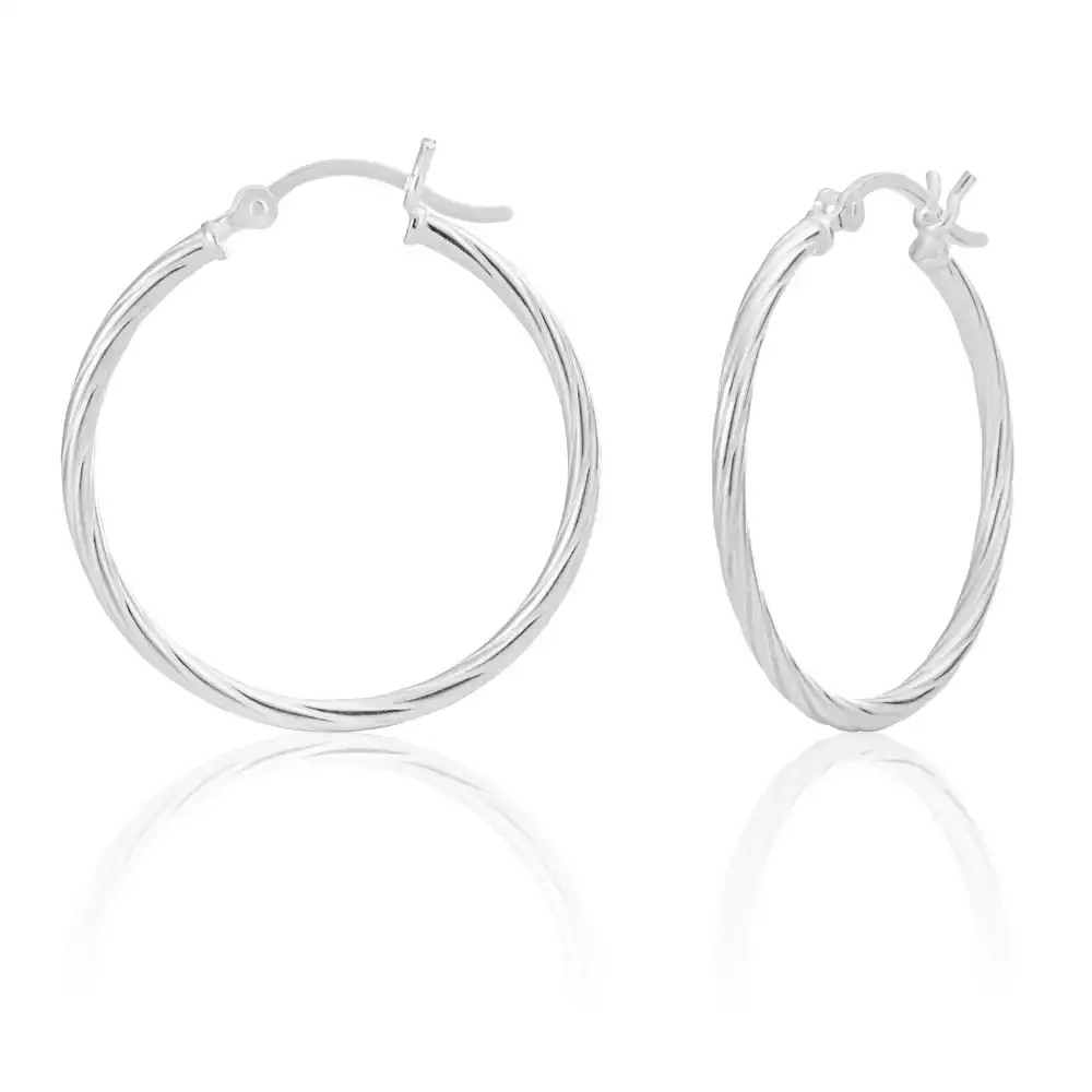 Sterling Silver 30mm Twist Hoop Earrings