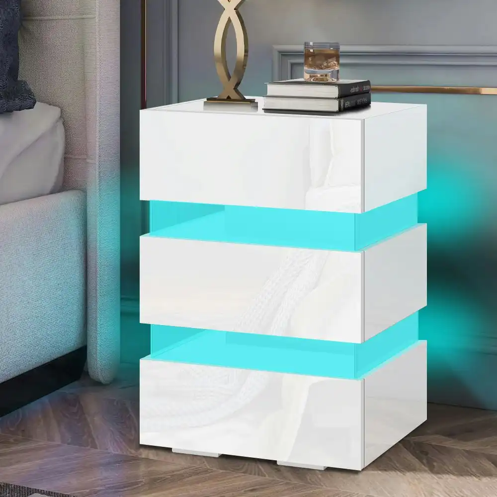 Alfordson Bedside Table RGB LED White