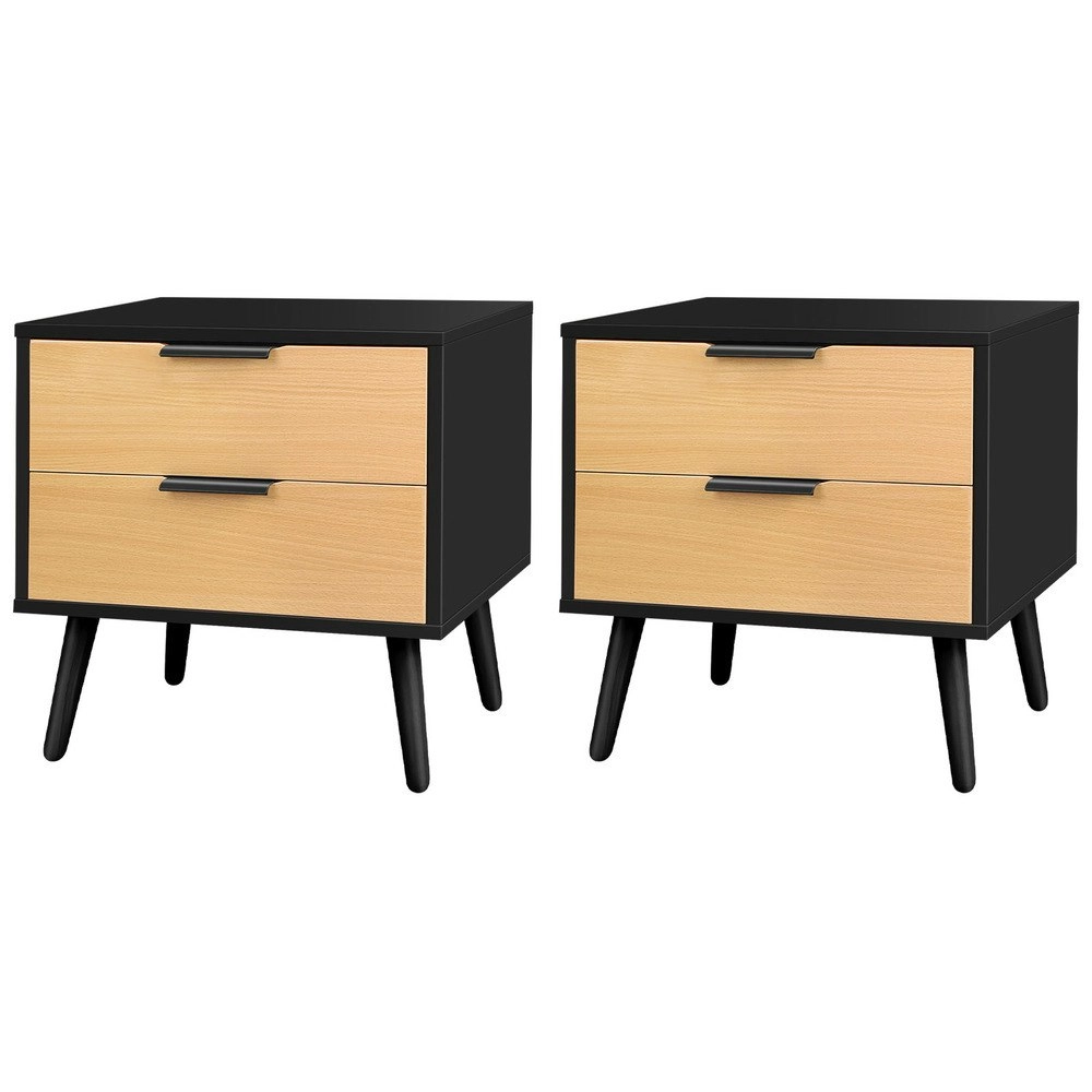 Alfordson 2x Bedside Table Scandinavian Black Oak