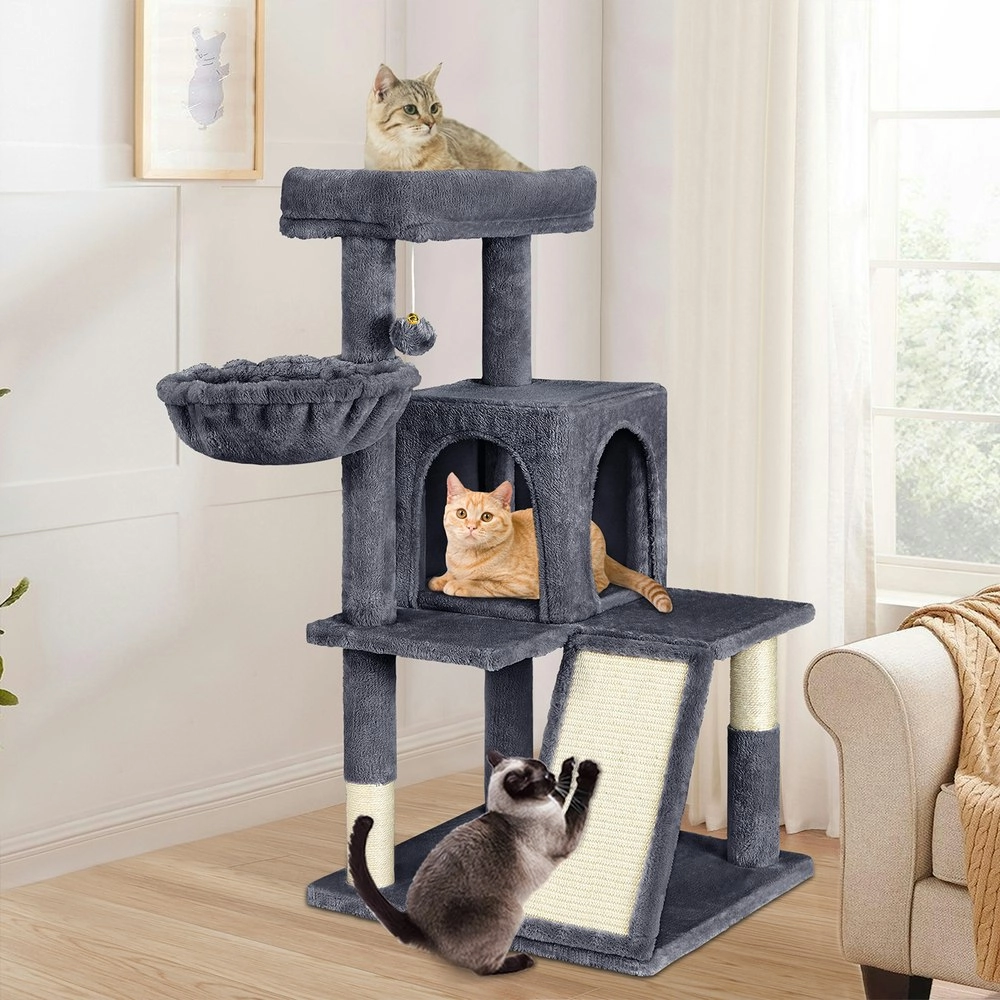 BEASTIE Cat Tree 100cm Grey Scratching Post Scratcher Tower