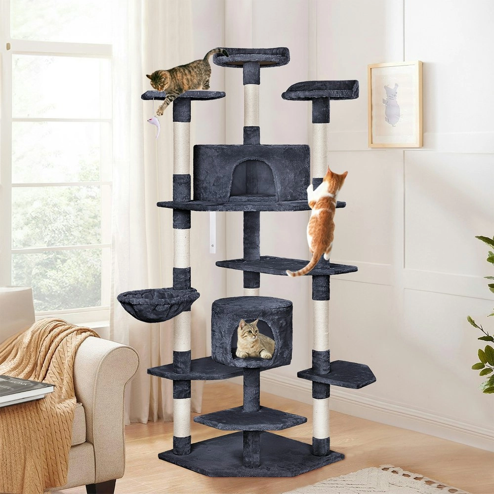 BEASTIE Cat Tree 203cm Grey Scratching Post Scratcher Tower