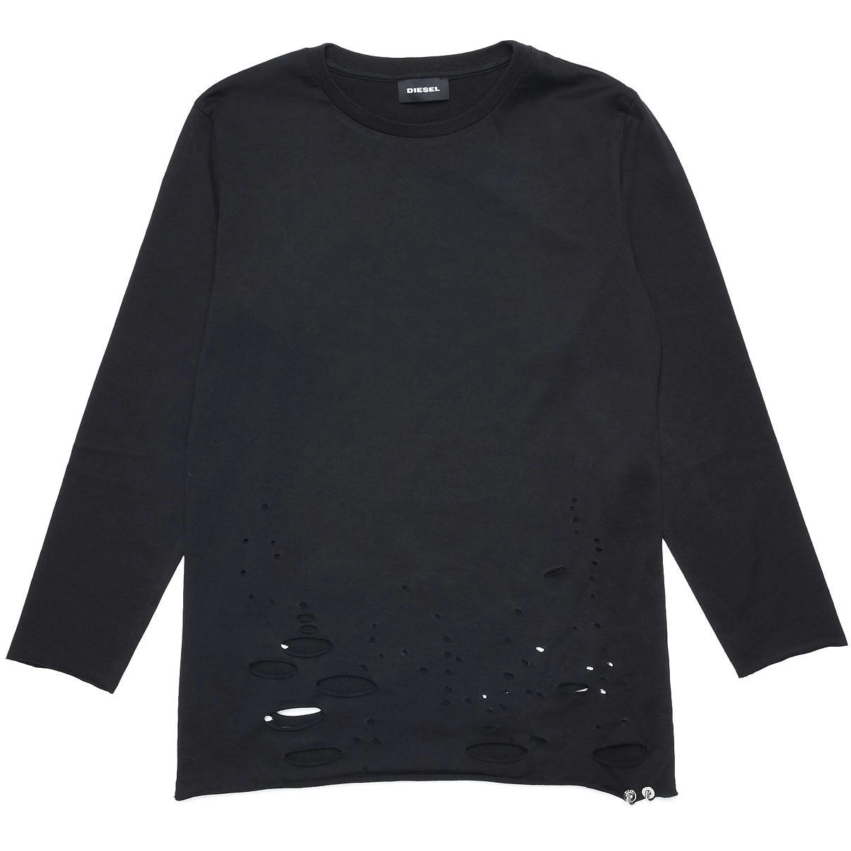 Diesel Girls Black Long Sleeve T-shirt With Holes