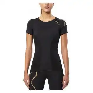 2XU Women's Elite Compression Short Sleeve Top - Black/gold