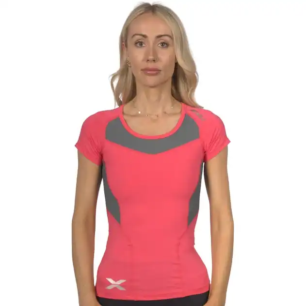 2XU Women's Base Compression S/s Top - Tangerine / Grey