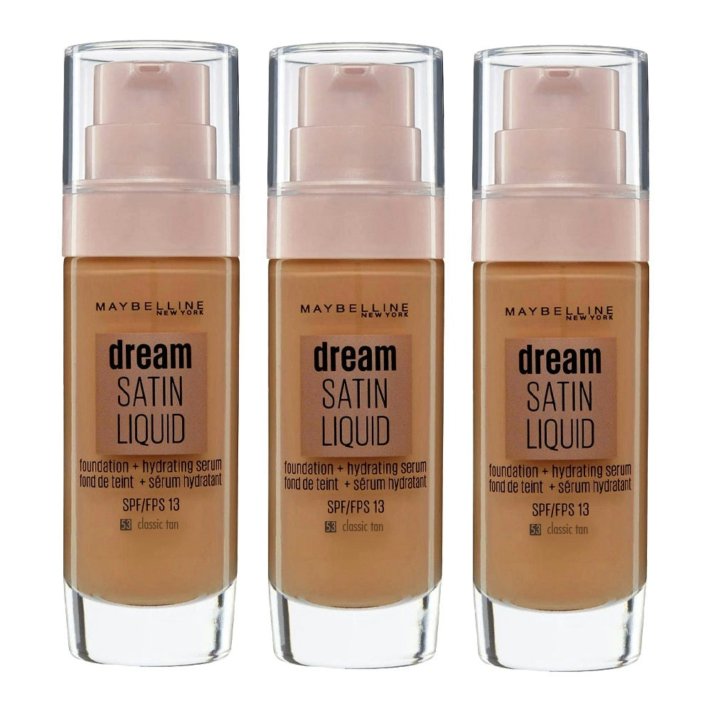 Maybelline Dream Satin Liquid Foundation 30ml 53 Classic Tan - 3 Pack