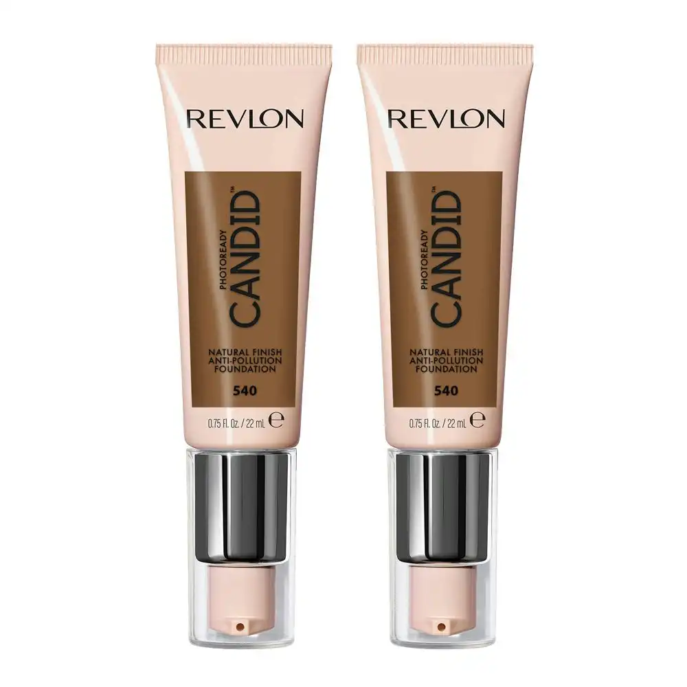 Revlon Photoready Candid Natural Finish Anti-pollution Foundation 22ml 540 Walnut - 2 Pack