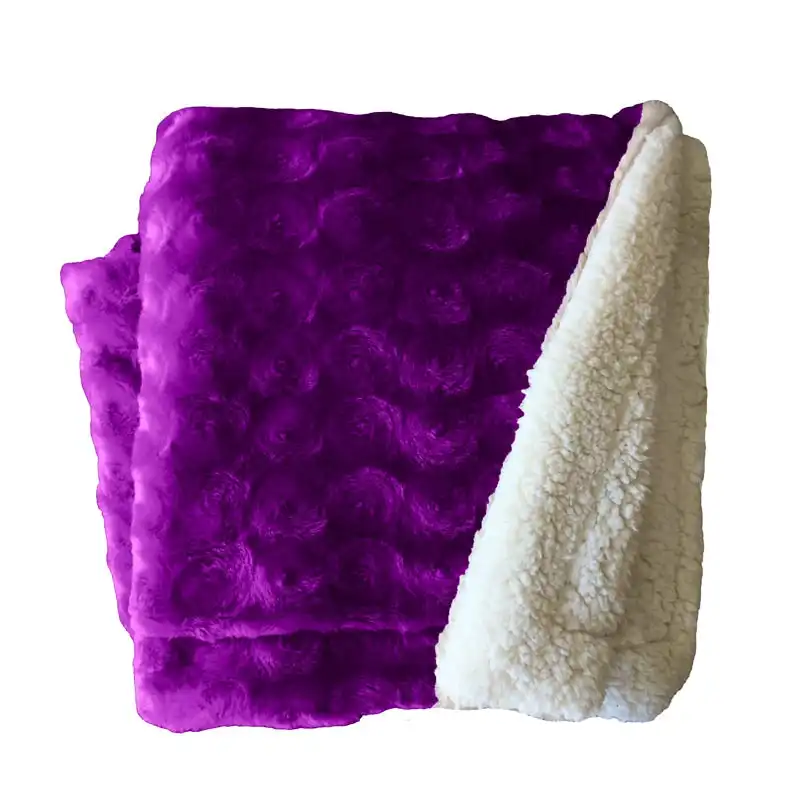 Home Fashion Plush Fleece Sherpa Backed Reversible Throw Blanket