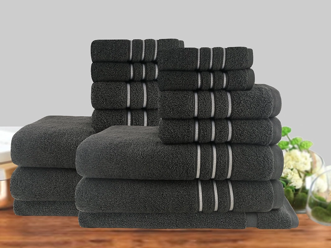 Amor Classic Dobby Stripe Super Soft Premium Cotton Towel Set 650gsm