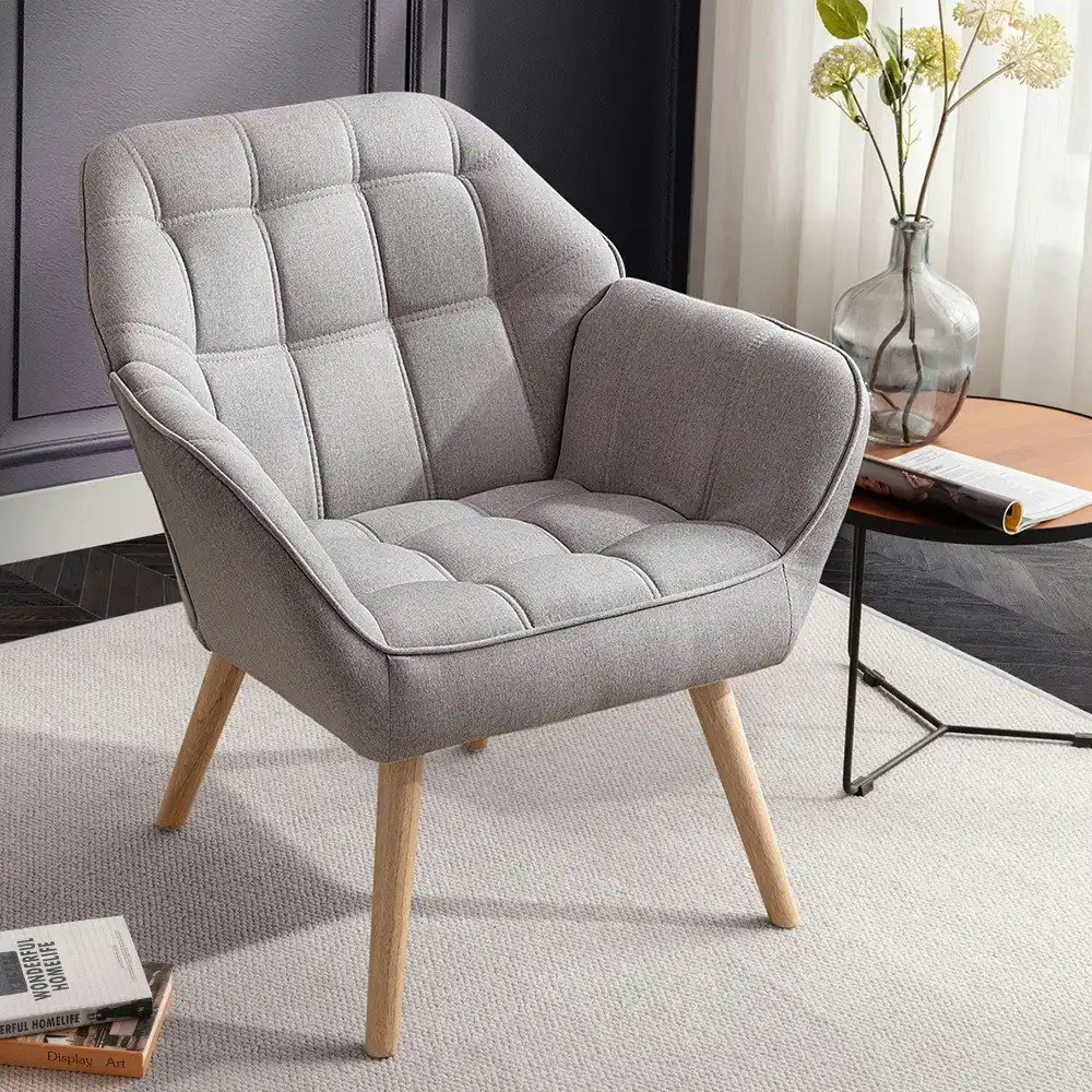 Furb Armchair Lounge Chair Upholstered Accent Chairs Recliner Thick Pad Grey