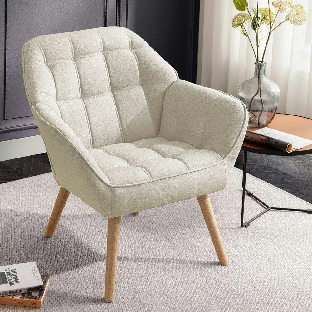 Furb Armchair Lounge Chair Upholstered Accent Chairs Recliner Thick Pad Beige