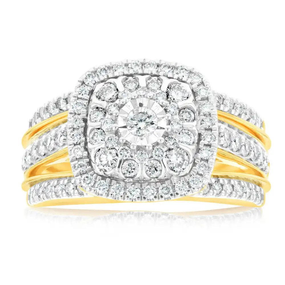 9ct Yellow Gold 1.00ct Diamond Dress Ring