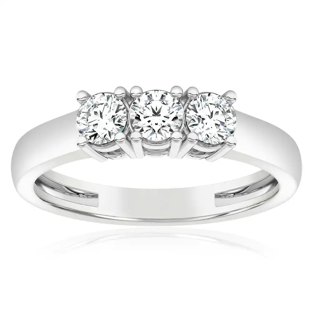 Luminesce Lab Grown 60pt Diamond Trilogy Ring in 9ct White Gold