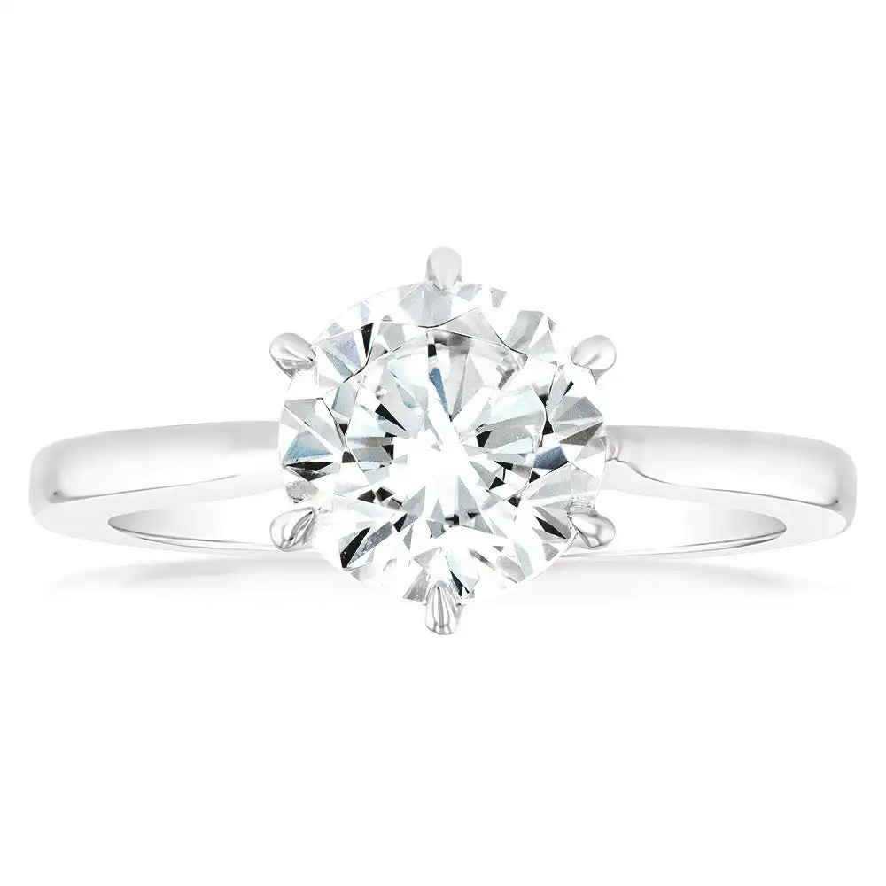 Luminesce Lab Grown 2 Carat Certified Diamond Solitaire Ring in 18ct White Gold