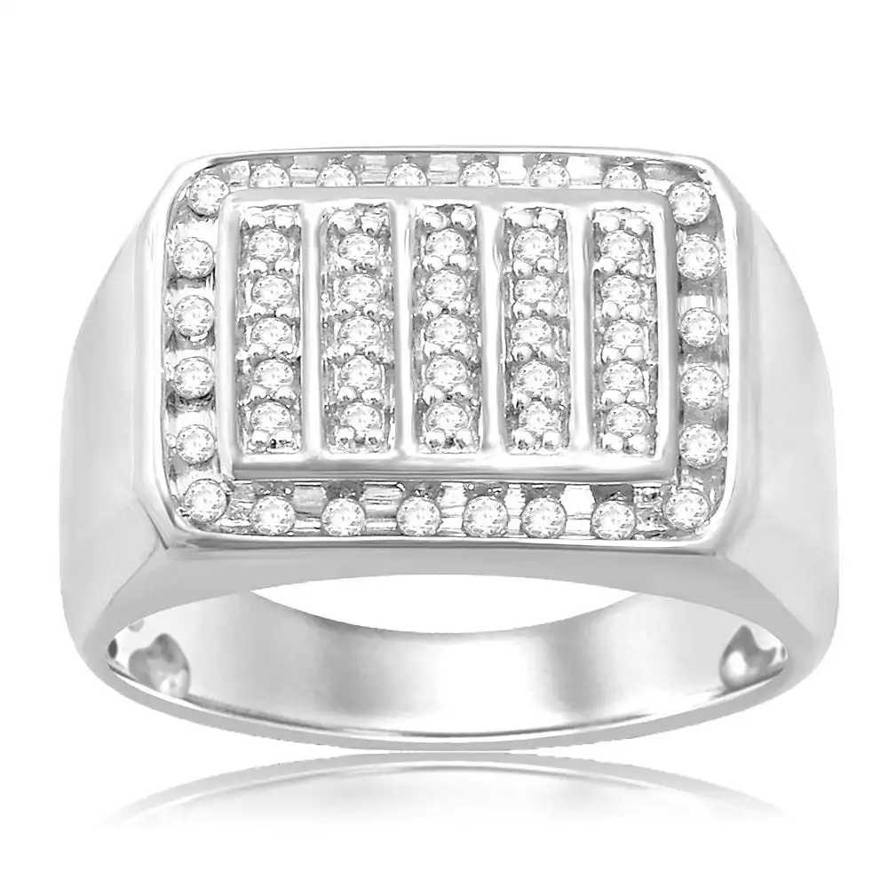 1/2 Carat of Diamond Gents Ring in Sterling Silver