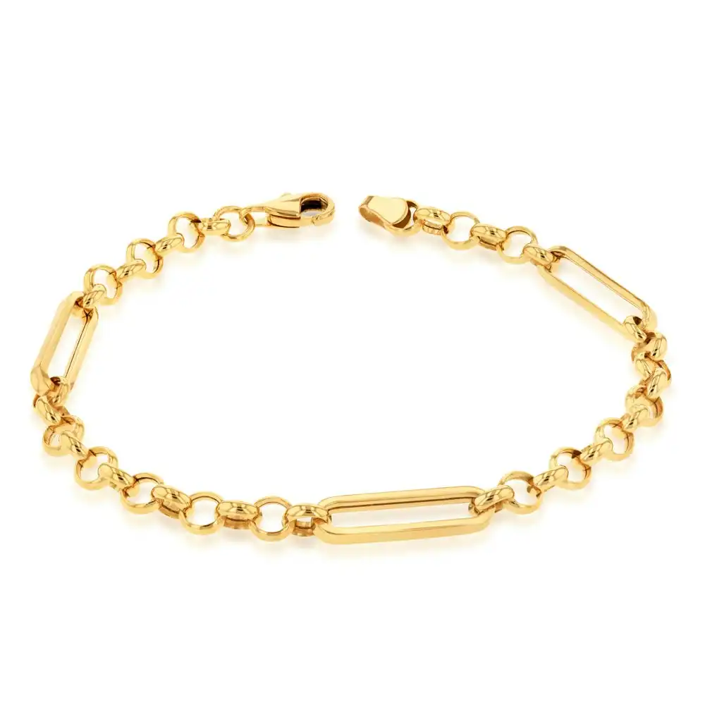 9ct Yellow Gold Silverfilled Belcher 19cm Bracelet