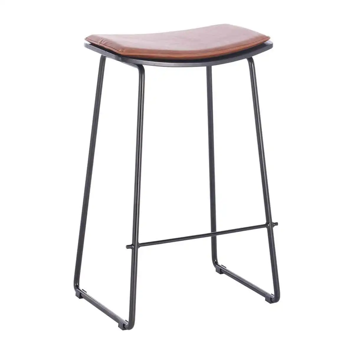 Hendrix Backless Bar Stool (Black, Tan Leatherette, Black Base)