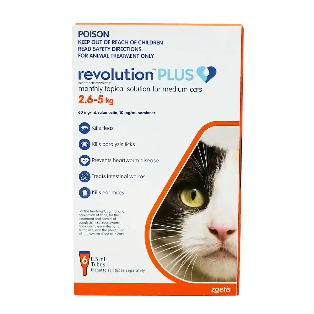 Revolution Plus Orange For Medium Cats (2.6-5kg) - 3 Pack, 6 Pack & 12 Pack