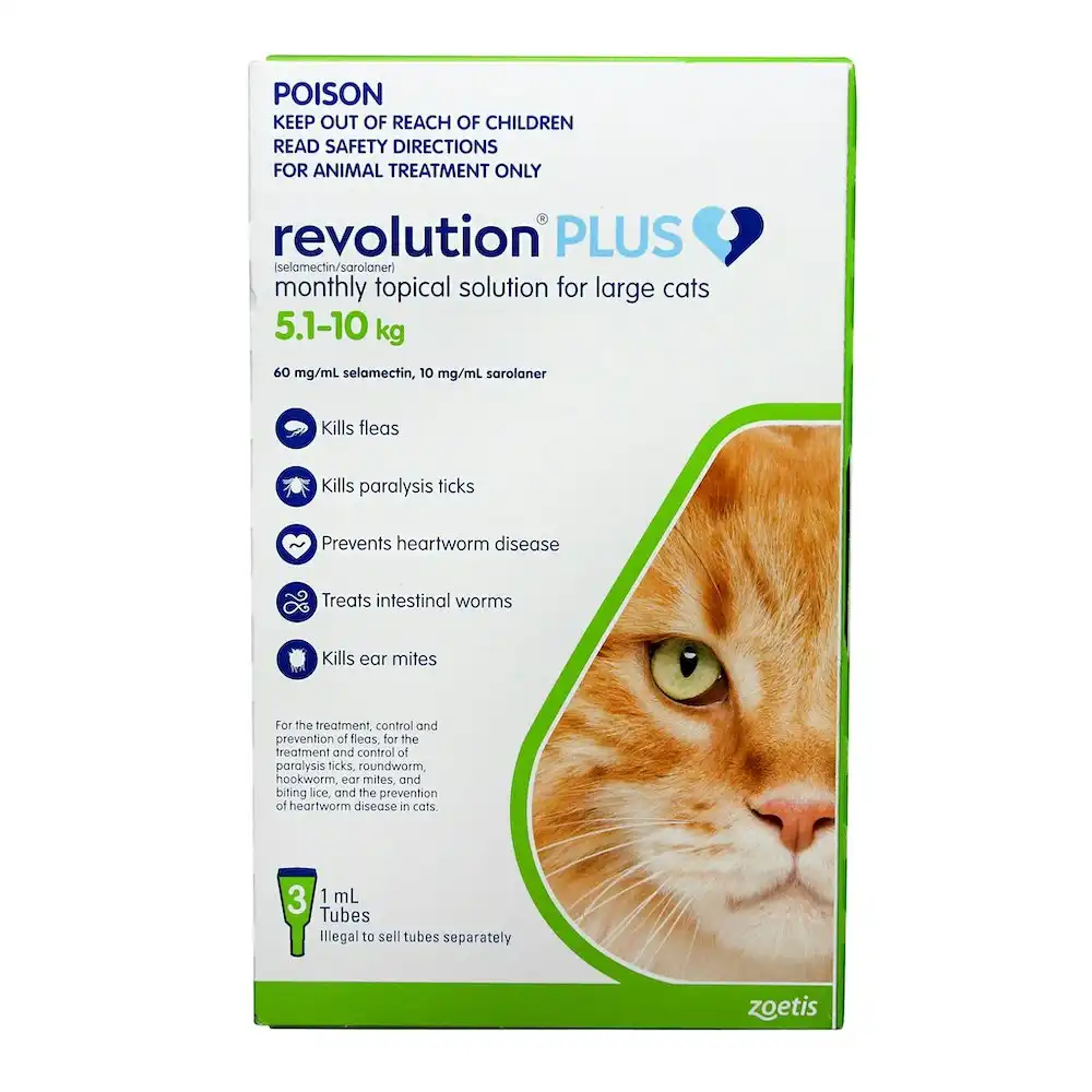 Revolution Plus Green For Large Cats (5-10kg) - 3 Pack, 6 Pack & 12 Pack