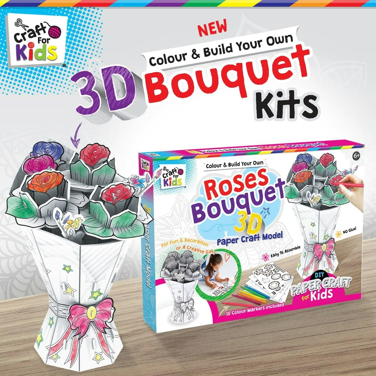 Craft for Kids Roses Bouquet 3d Papercraft Model