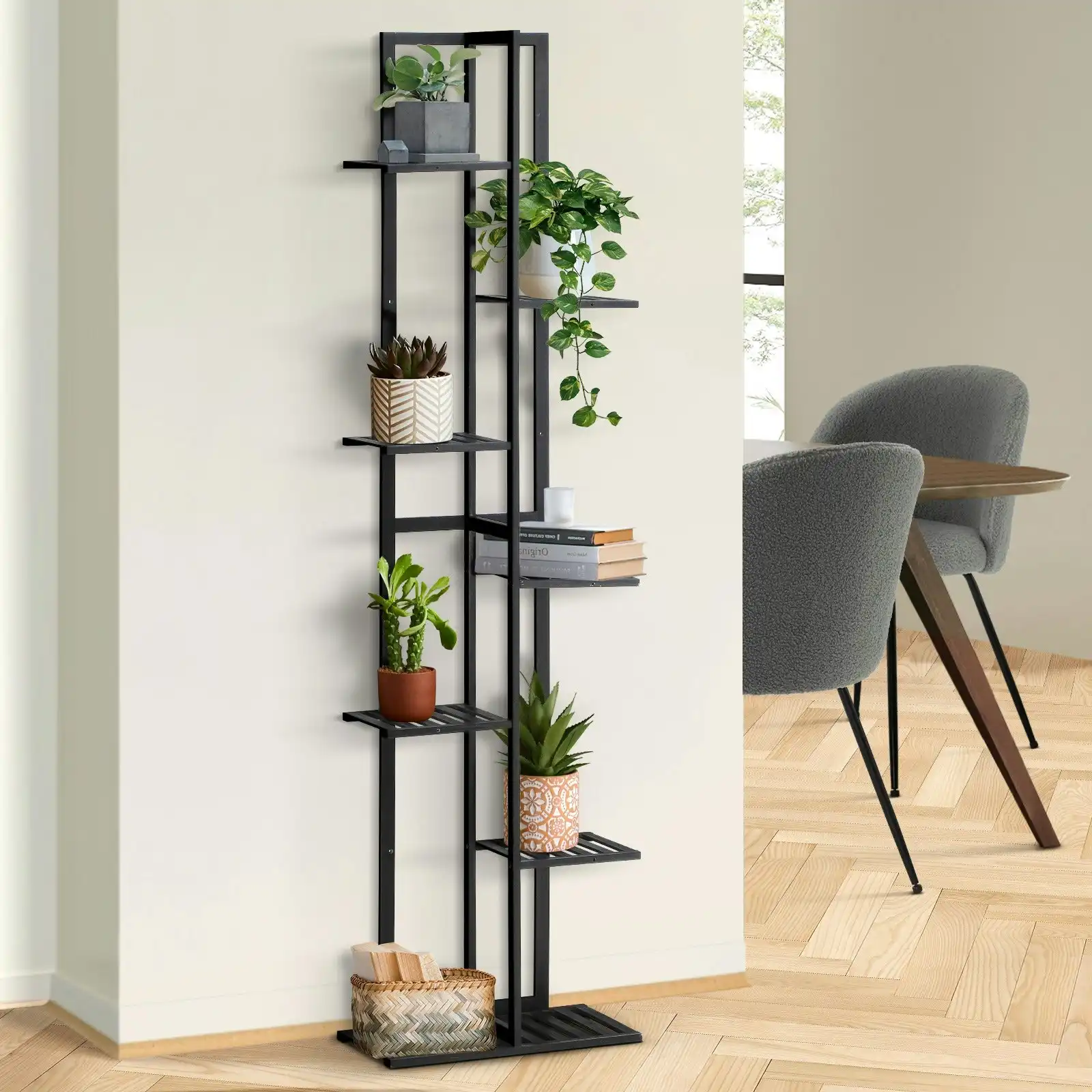 Livsip 7 Tiers Bamboo Plant Stand Staged Flower Shelf Rack Outdoor Garden