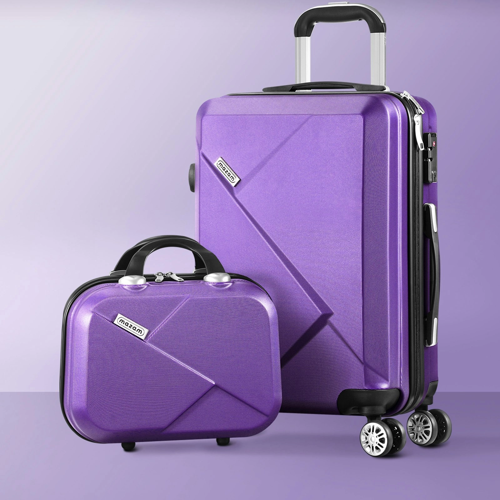 Mazam 2PCS Luggage Suitcase Trolley Set Travel TSA Lock Storage Hard Case Purple