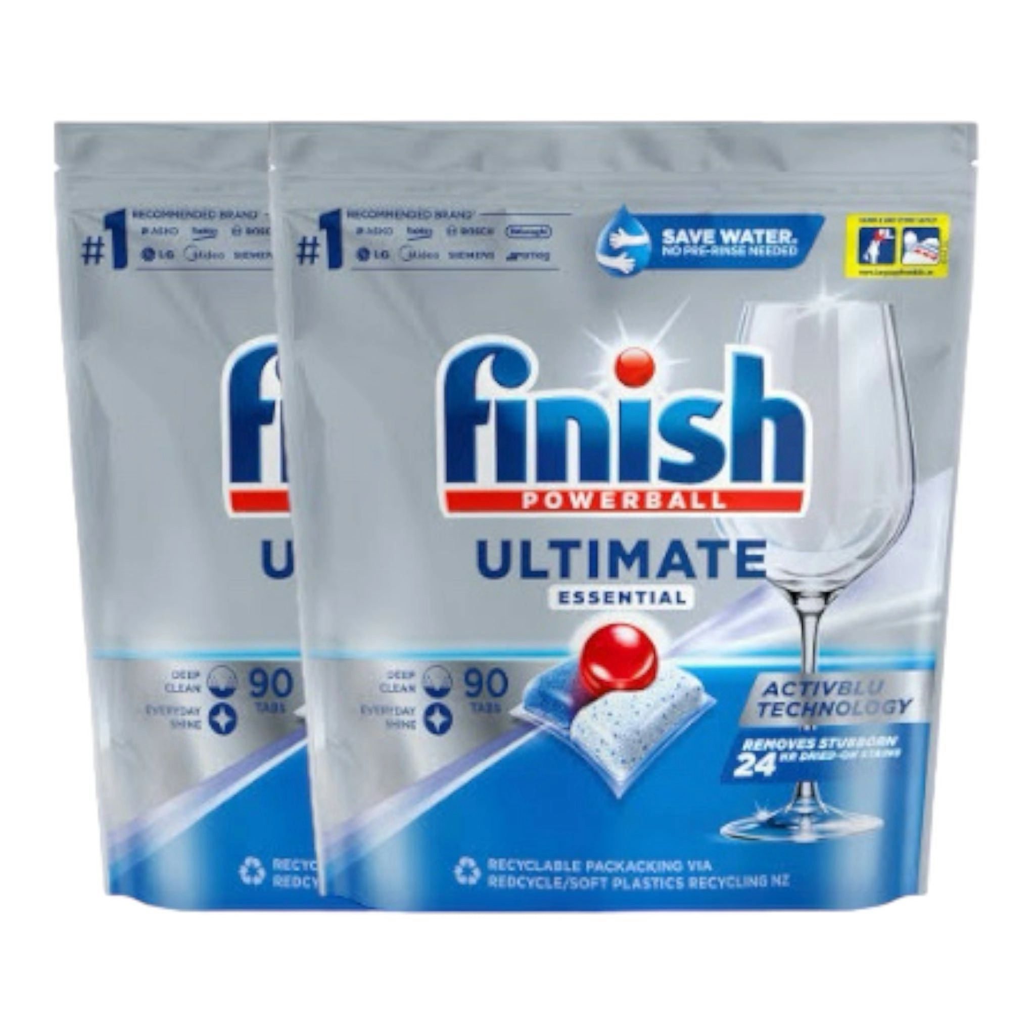 2 Pack Finish Powerball 90 Pack Ultimate Essential Dishwasher Tablets