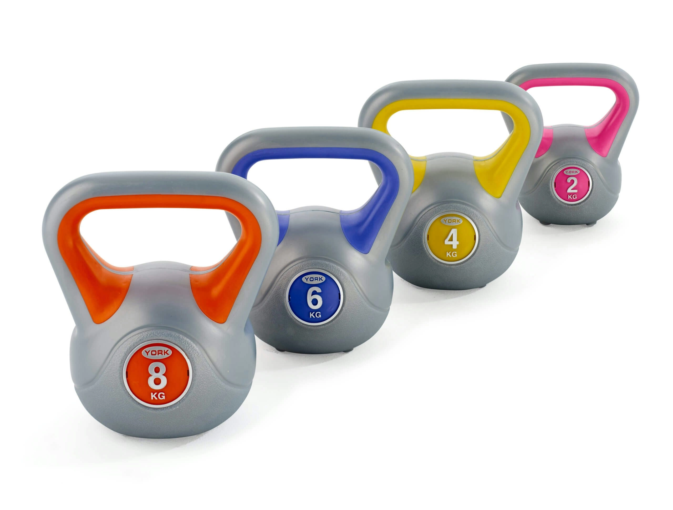 York Fitness Vinyl Kettlebell Set (2kg,4kg,6kg,8kg)