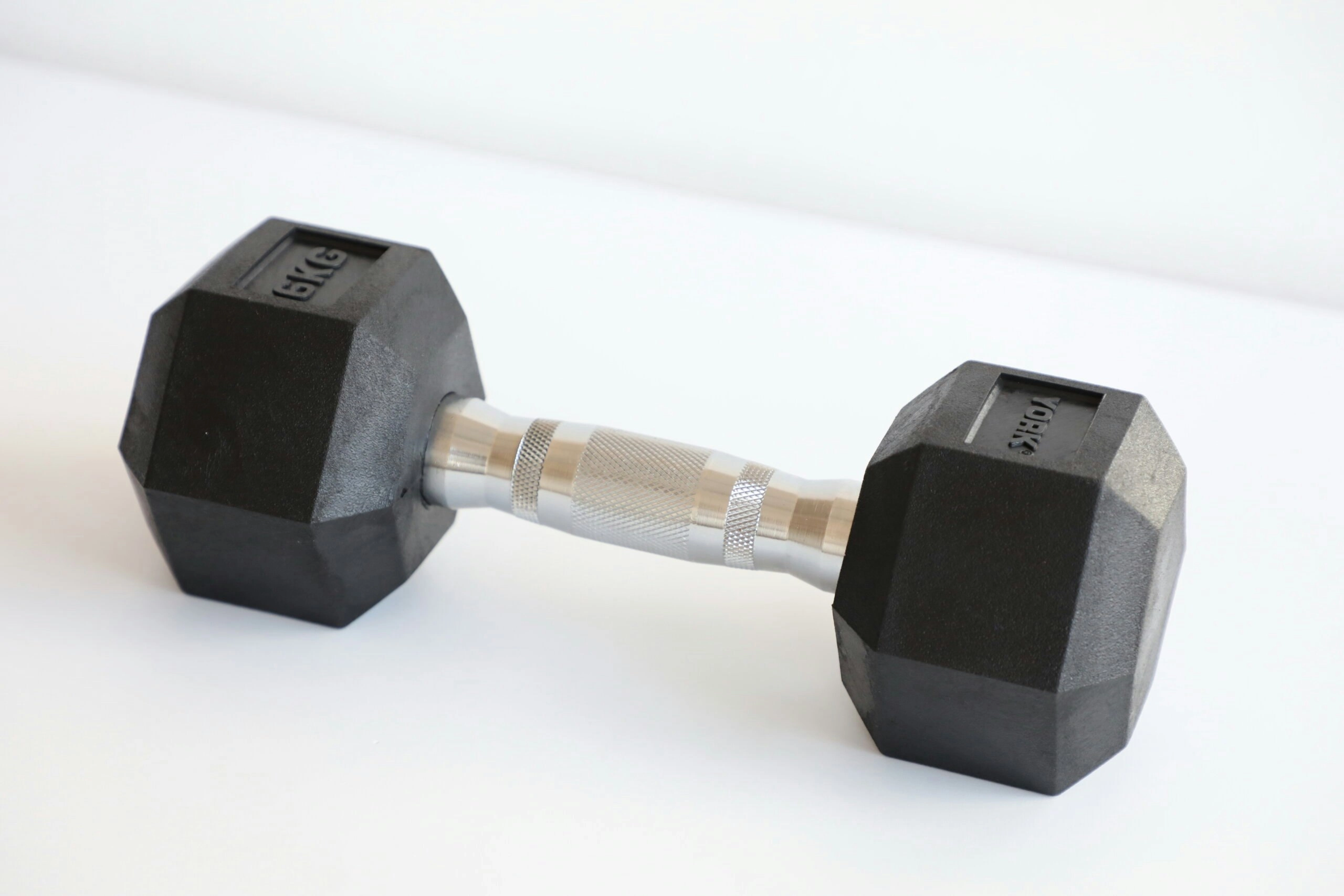 YORK 6kg Rubber Hex Dumbbell