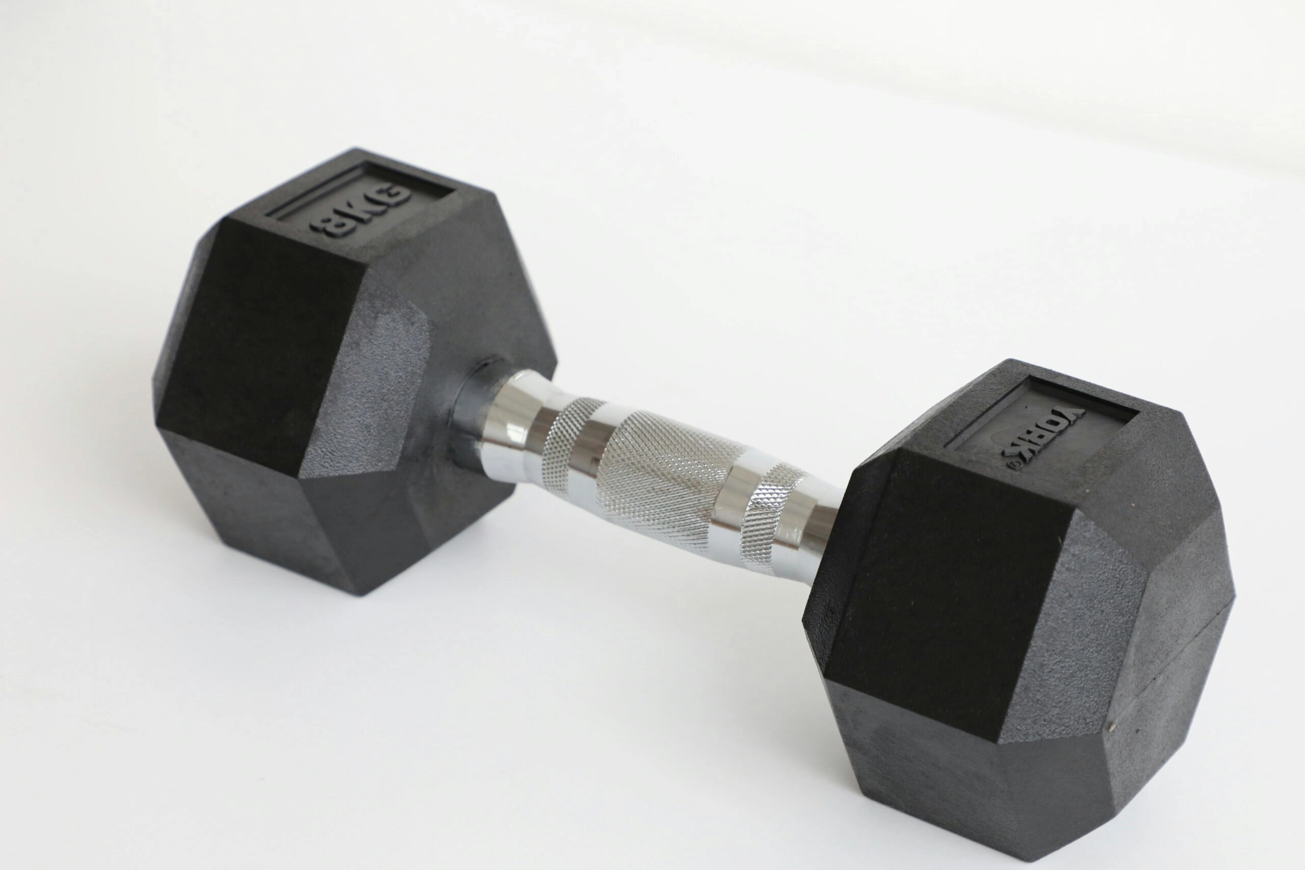 YORK 8kg Rubber Hex Dumbbell