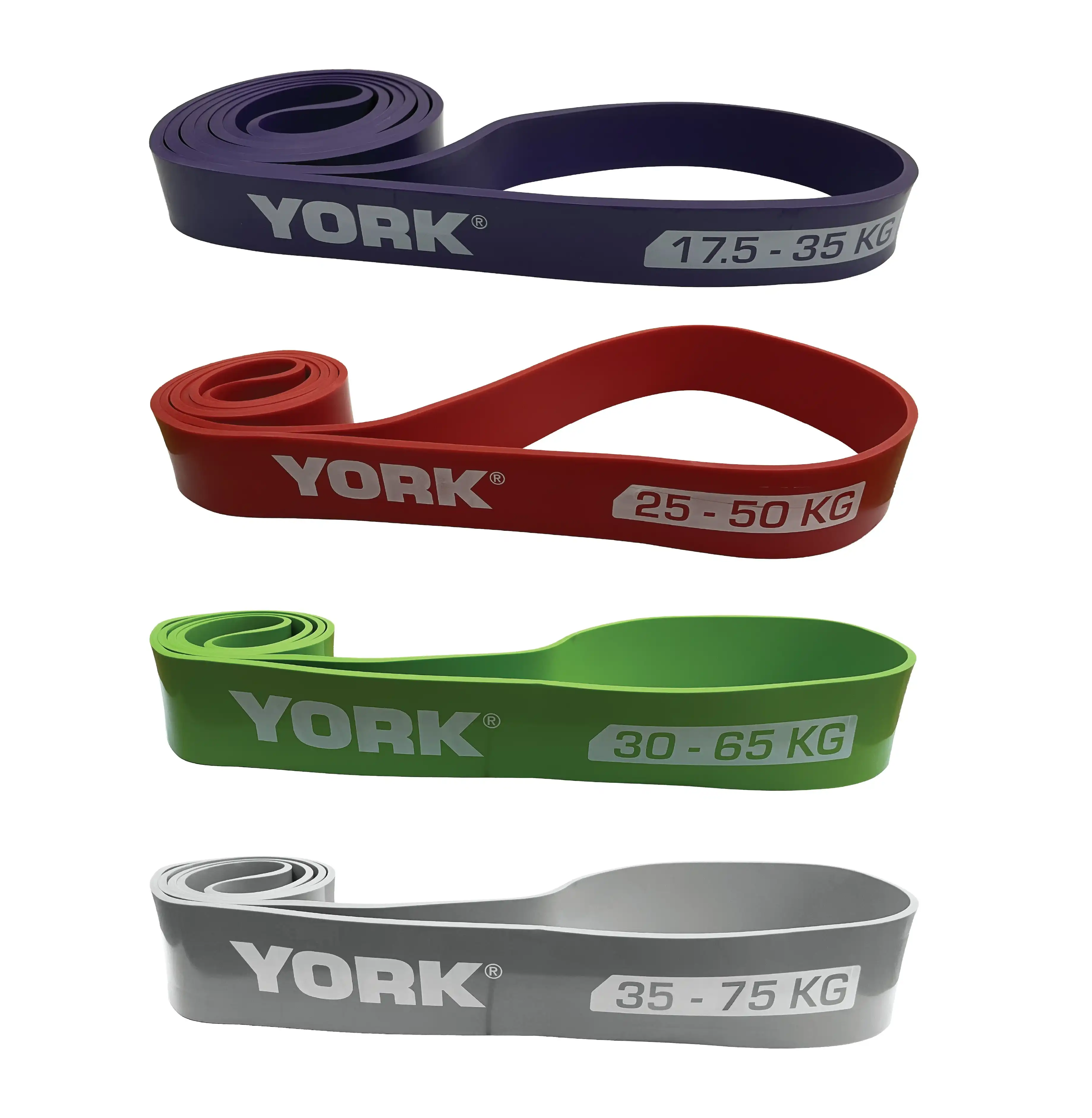 York Resistance Band Power Set - 4 Bands (17.5-35KG - 35-75KG)