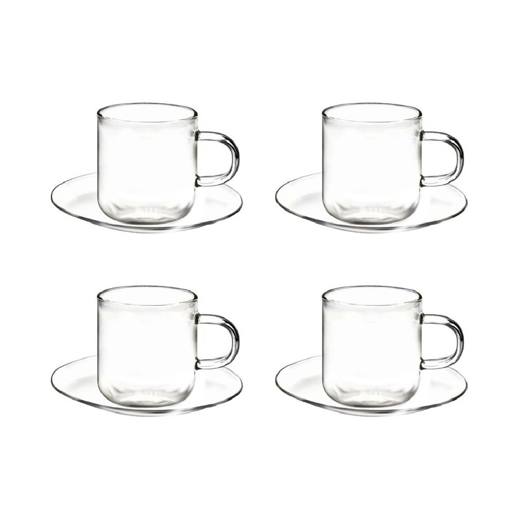 Coffee Culture ODIN 90ml BOROSILICATE GLASS CUPS AND SAUCERS - SET 4