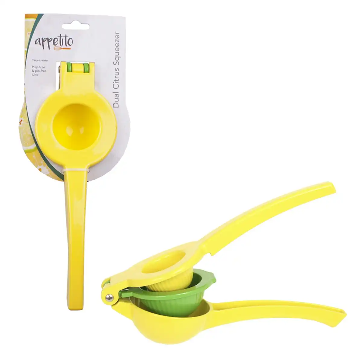 Appetito Dual Citrus Squeezer   Yellow/Green