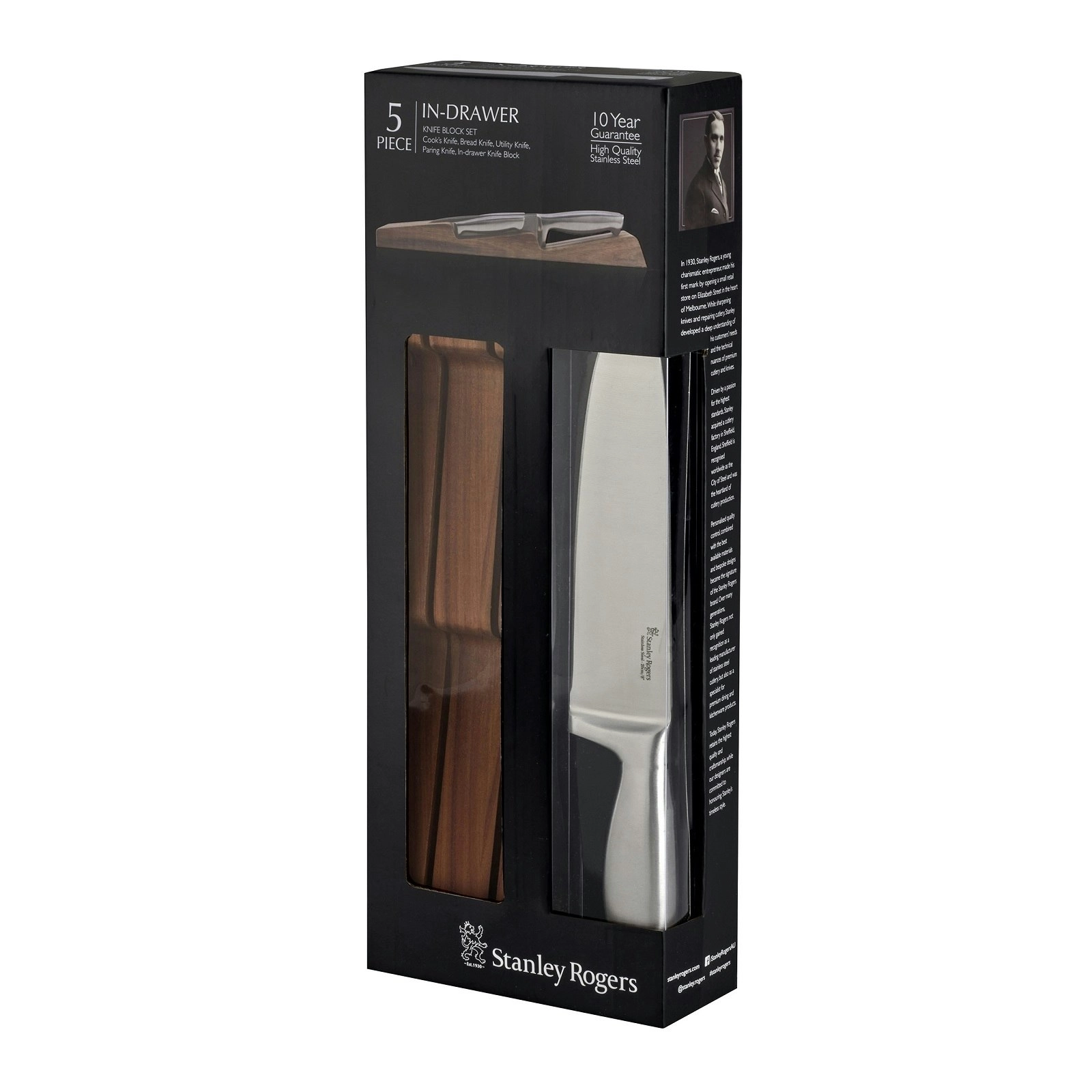 Stanley Rogers In Draw 5 Piece Knife Block Set