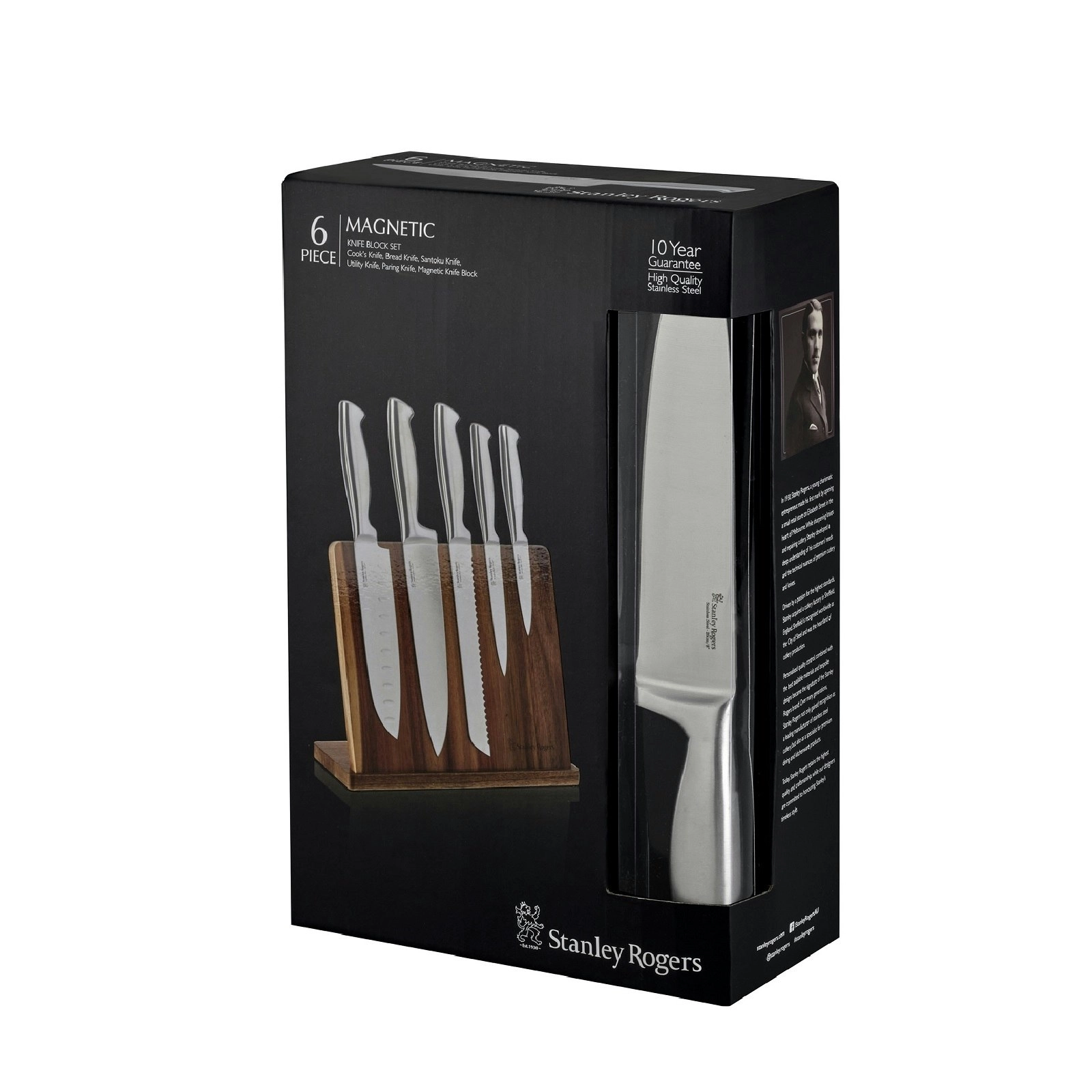 Stanley Rogers Magnetic 6 Piece Knife Block Set