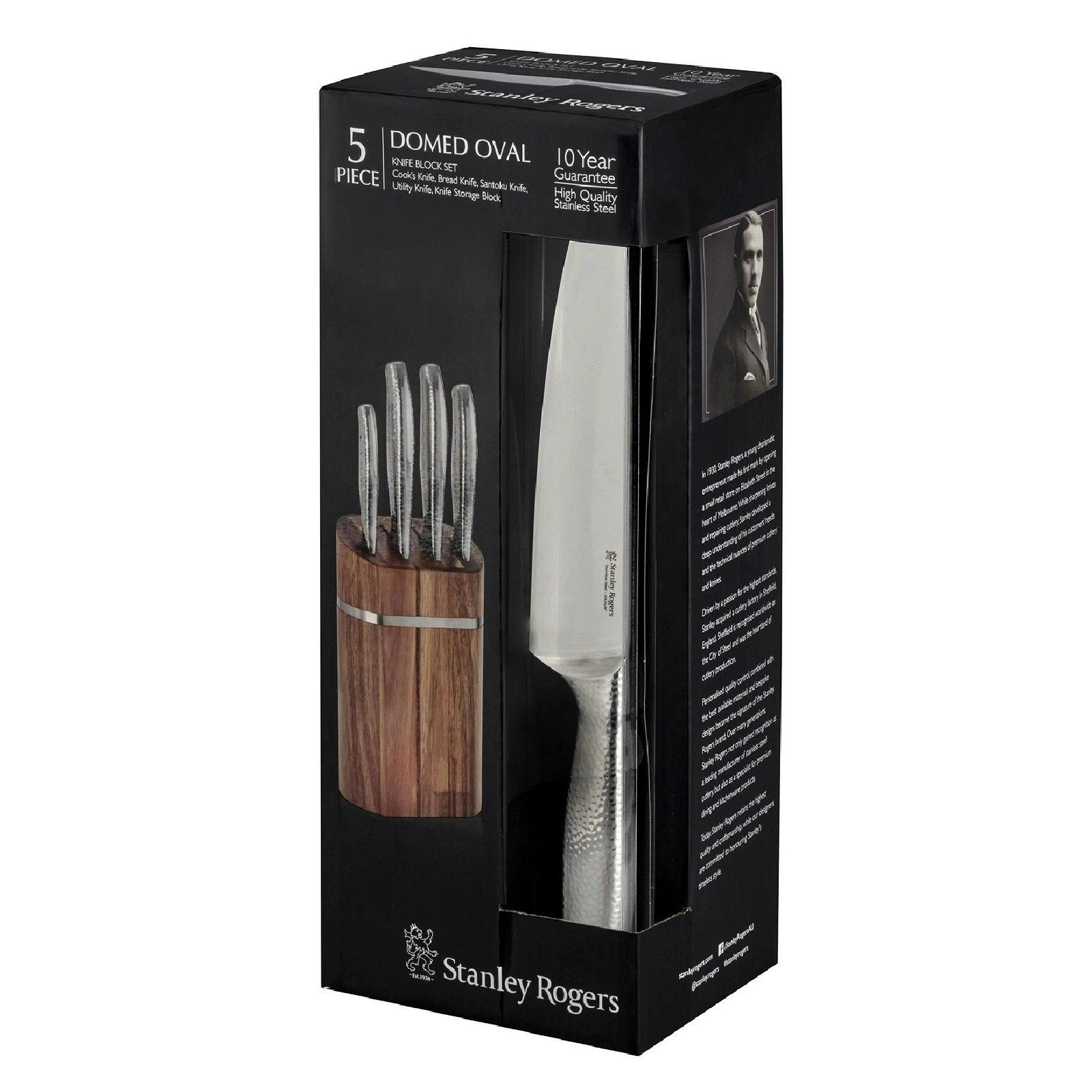 Stanley Rogers Domed Oval 5 Piece Knife Block Set