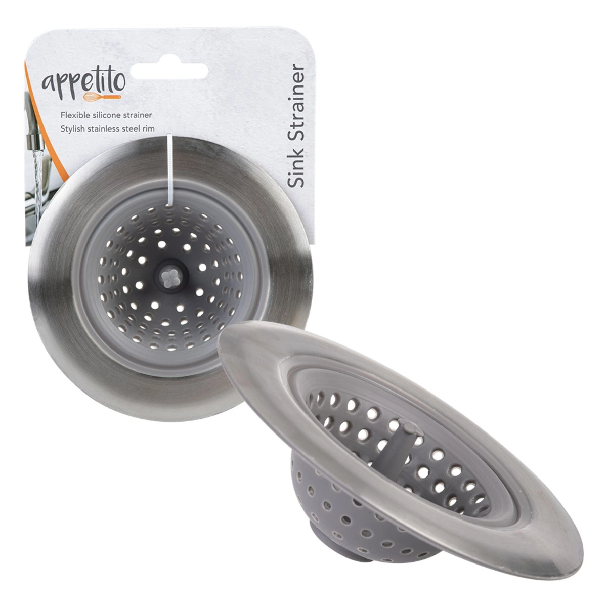 Appetito Stainless Steel & Silicone Sink Strainer