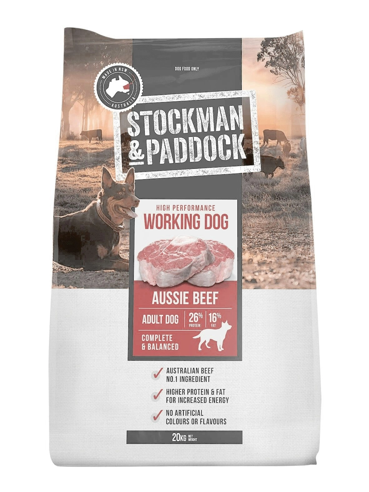 Stockman and Paddock Working Dog Beef Dry Dog Food 20kg