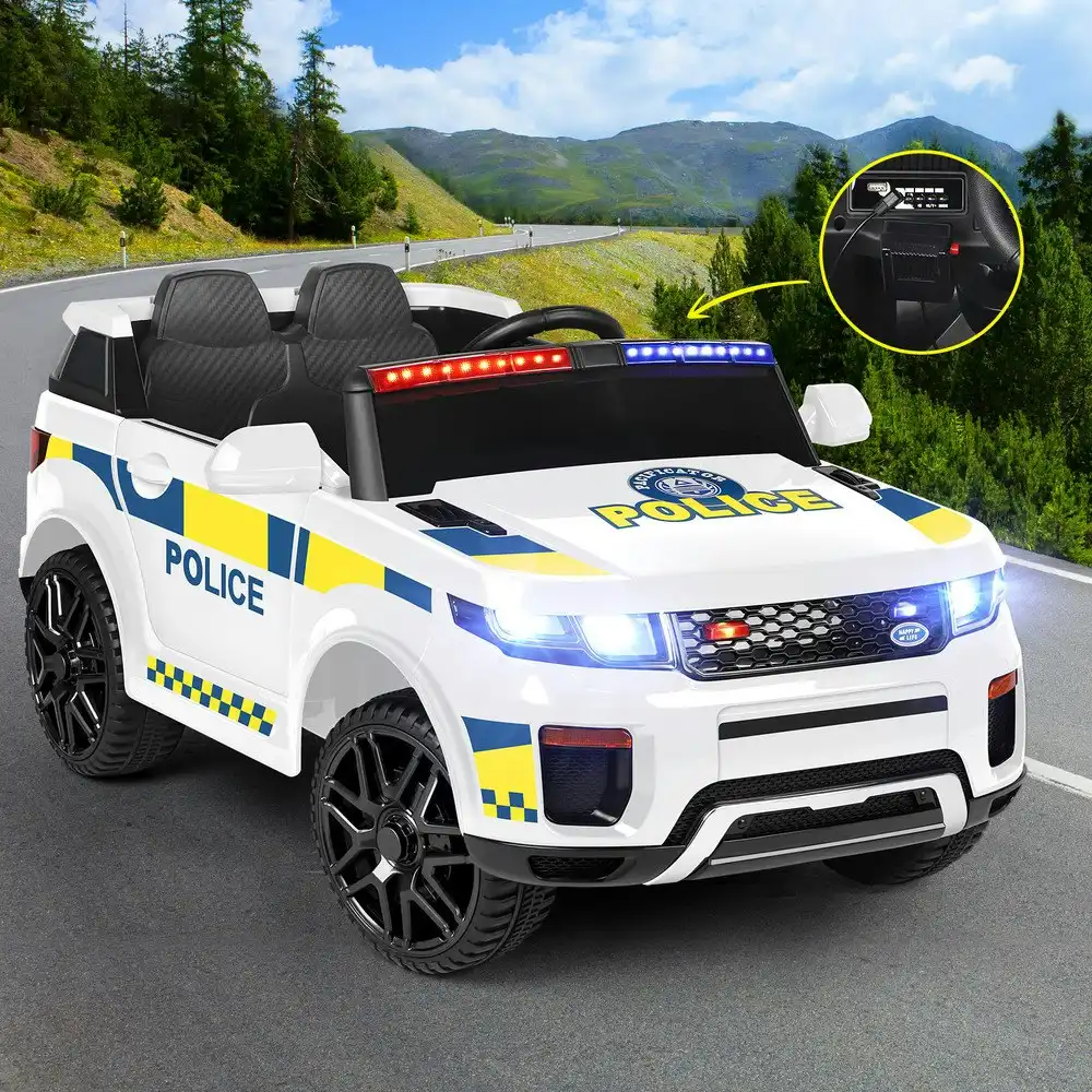 Alfordson Ride On Car Kids Police 12V Electric Toy White