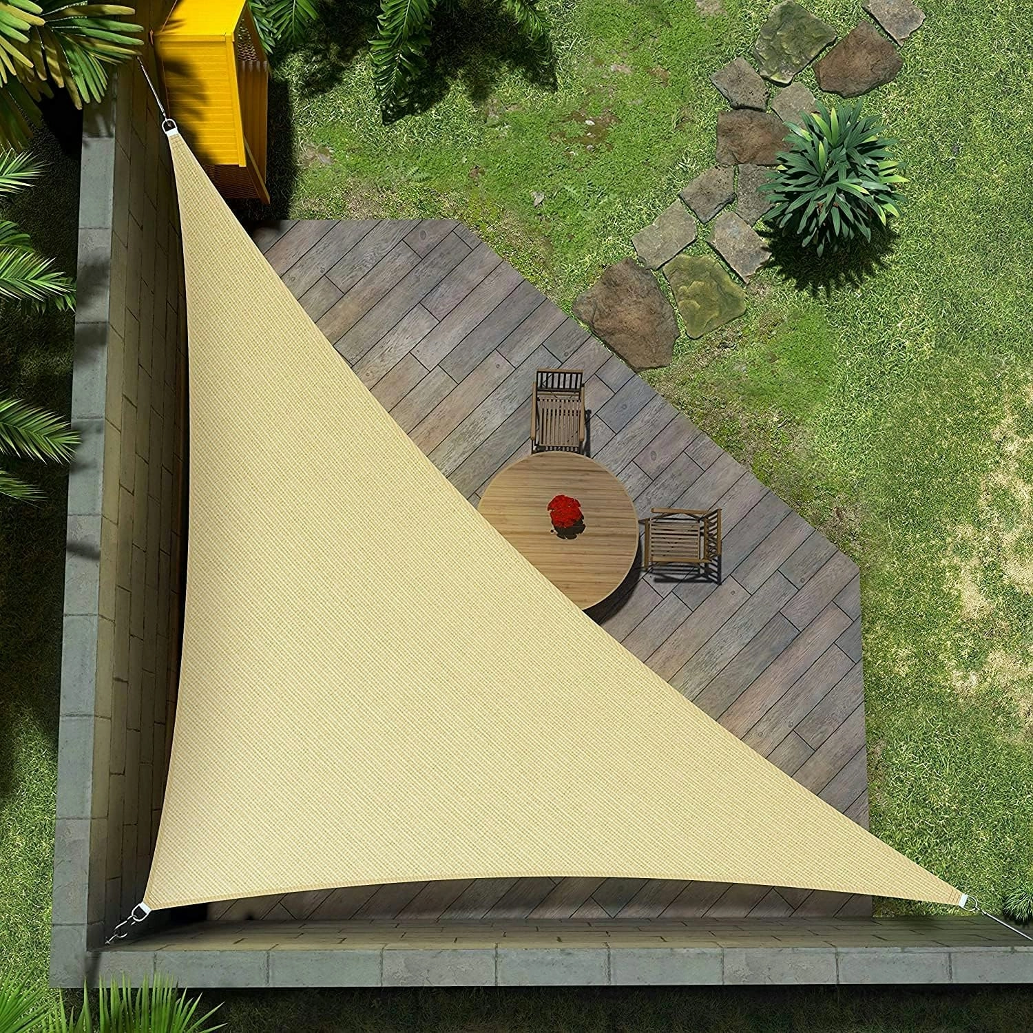 Sun Shade Sail Triangle Canopy UV Block Awning (5x5x5 m, Yellow)