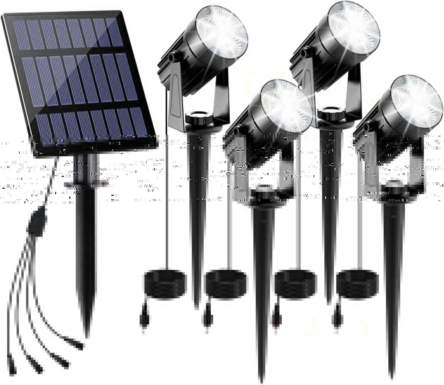 Solar Spotlights Outdoor, 4 Pack Headlights IP65 Waterproof Color Changing Security, Wall Lights Garden Yard Driveway Pool Area 6000K