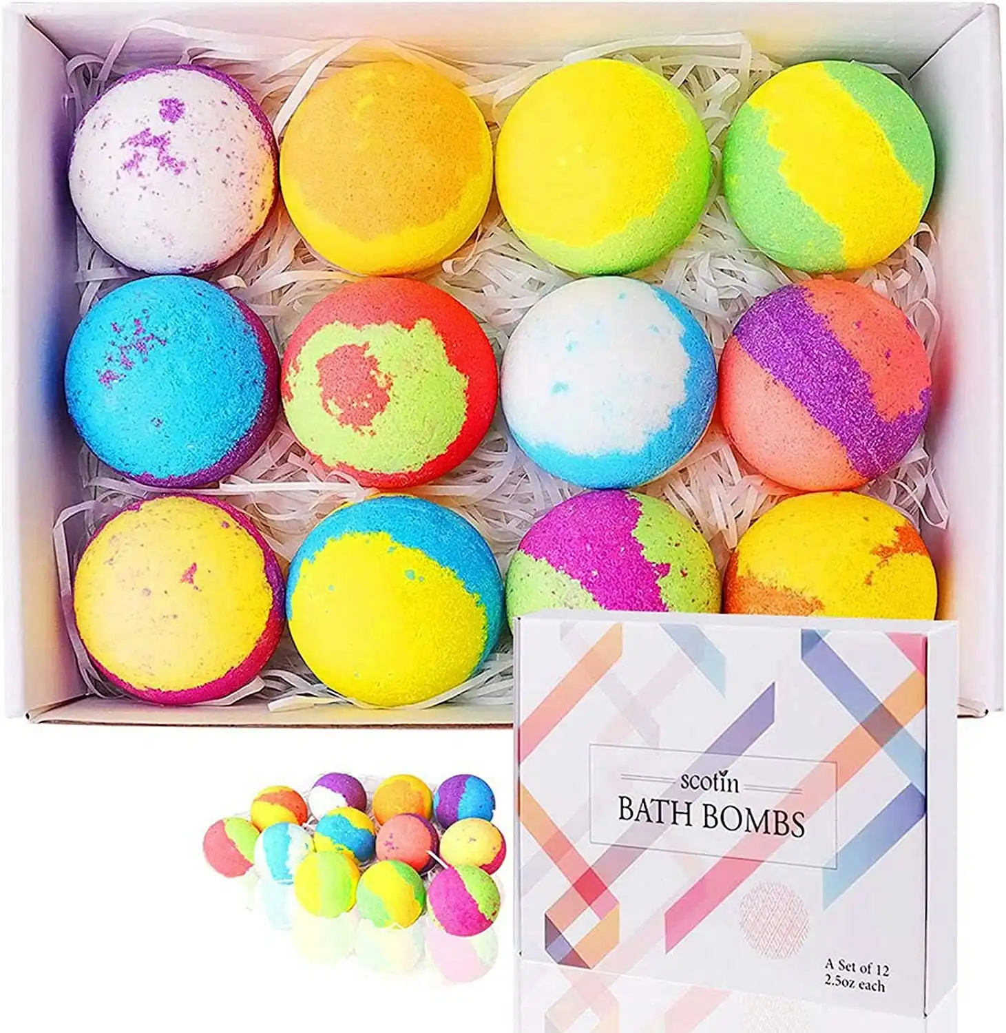12 Pcs Handmade Bath Bombs Set with natural essential oil