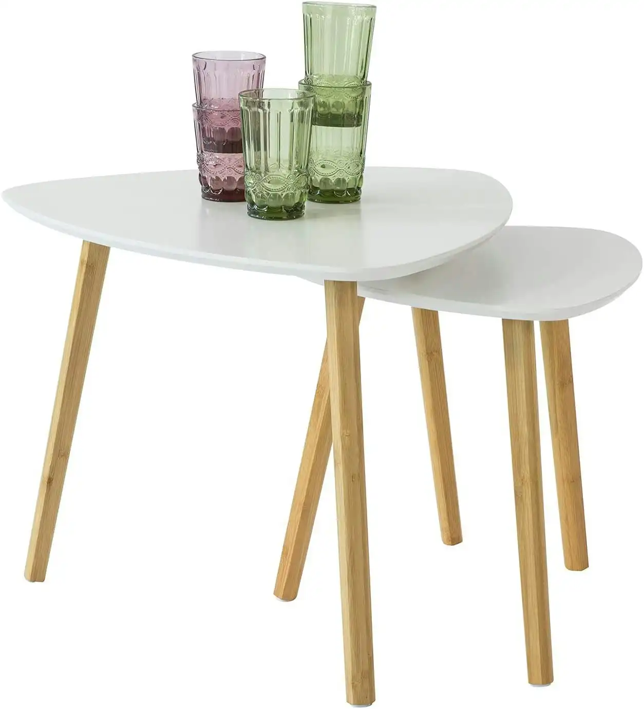 VIKUS Set of 2 White Side Nesting Tables