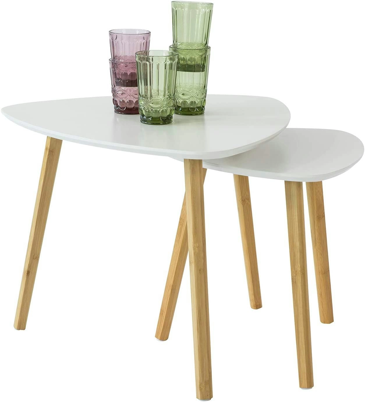 VIKUS Set of 2 White Side Nesting Tables