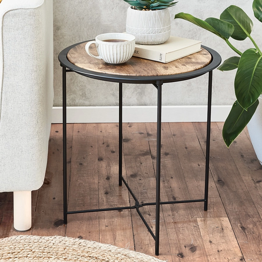 Round Metal Wood Table