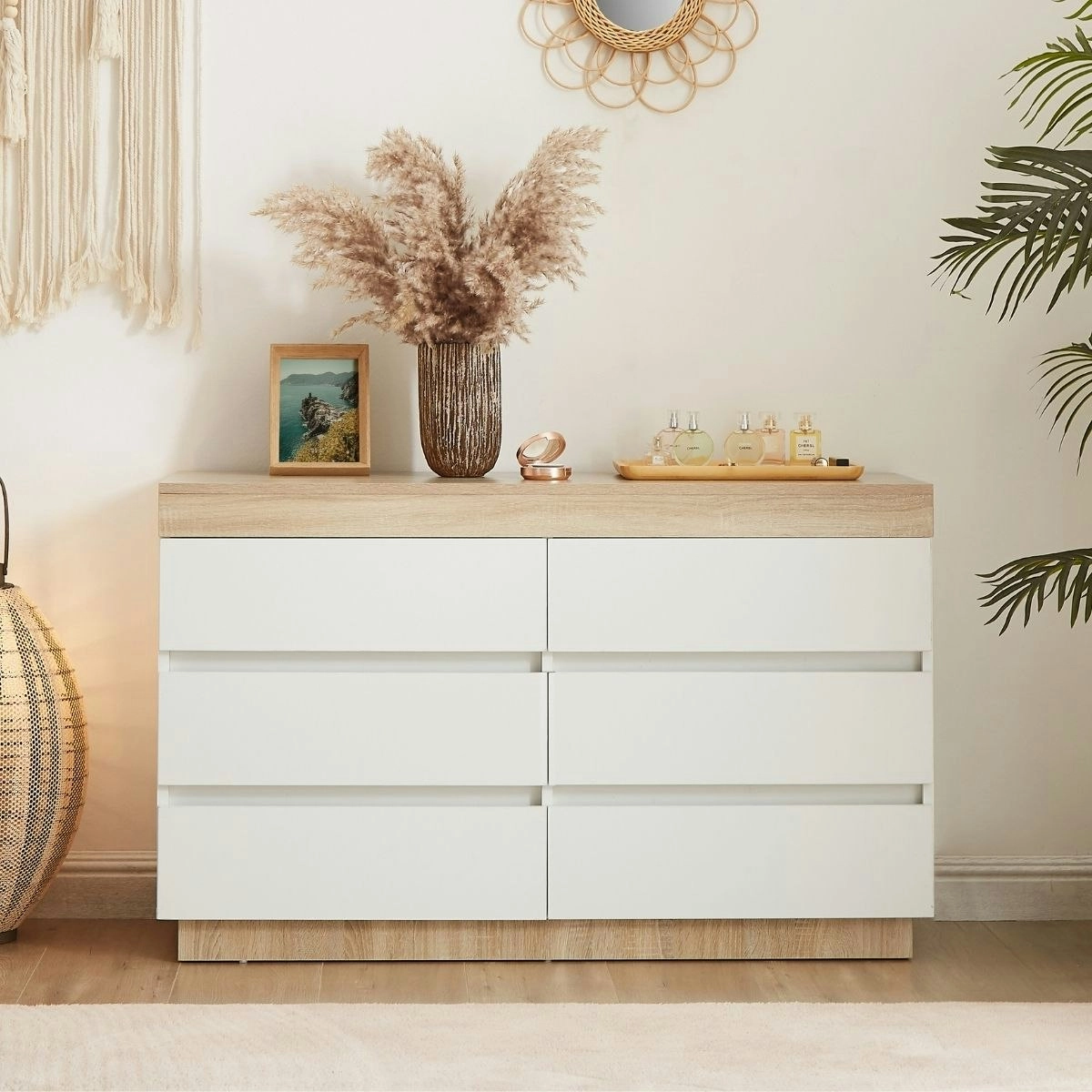 Ashley Coastal White Wooden Chest of 6 Drawers